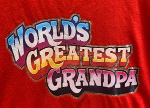 Vintage "World's Best Grandpa" Glittery Red T-Shirt