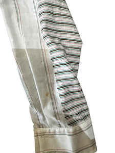 Multi-colored striped button up w/bow tie collar