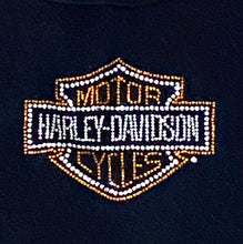 Load image into Gallery viewer, Y2K Harley Davidson Rhinestone Cortland, OH Black Women’s Top