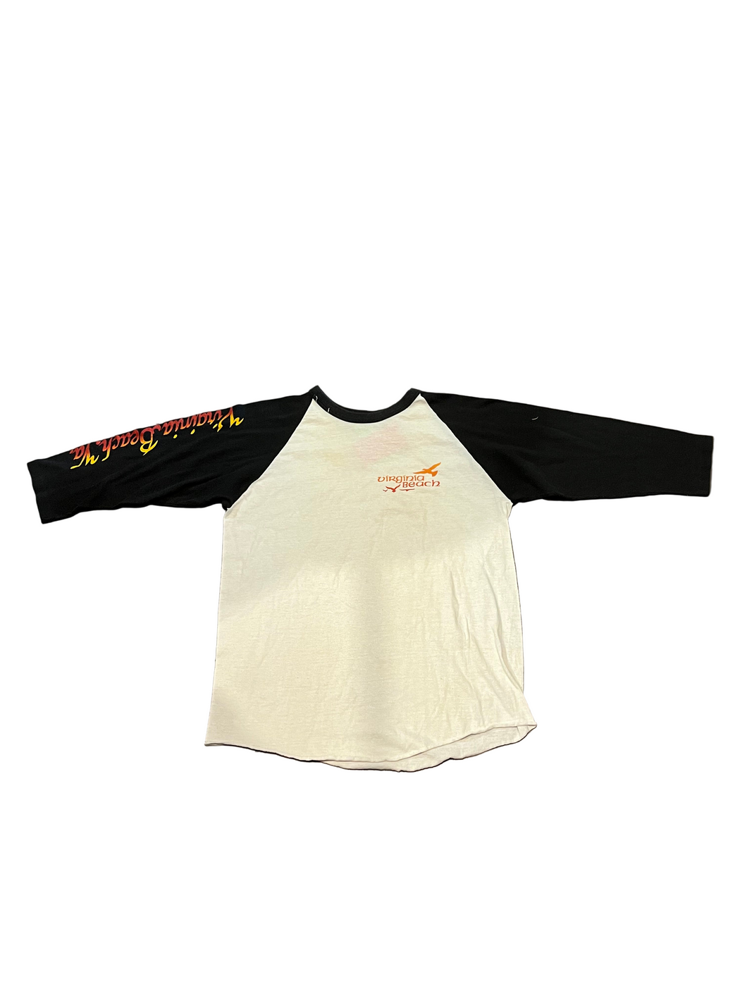 Vintage Virginia Beach, VA Black and White Raglan T-Shirt