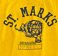 Load image into Gallery viewer, Vintage St. Mark’s Athletics “McBee” Yellow and Navy T-Shirt