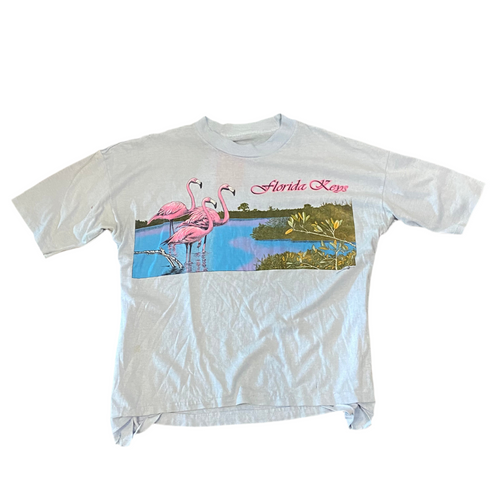Vintage Florida Keys Flamingo Light Blue T-Shirt