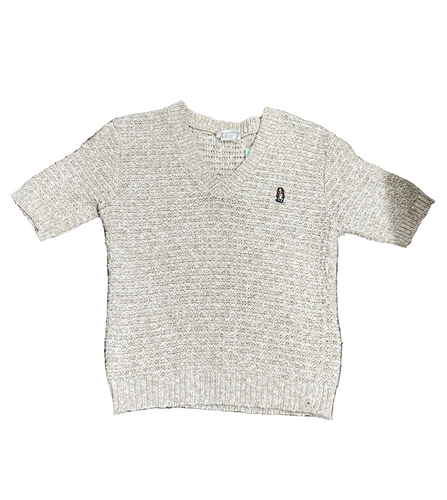 Vintage Women’s Hush Puppies Cream Knit Short-Sleeve Top