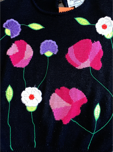 Floral short-sleeve sweater top