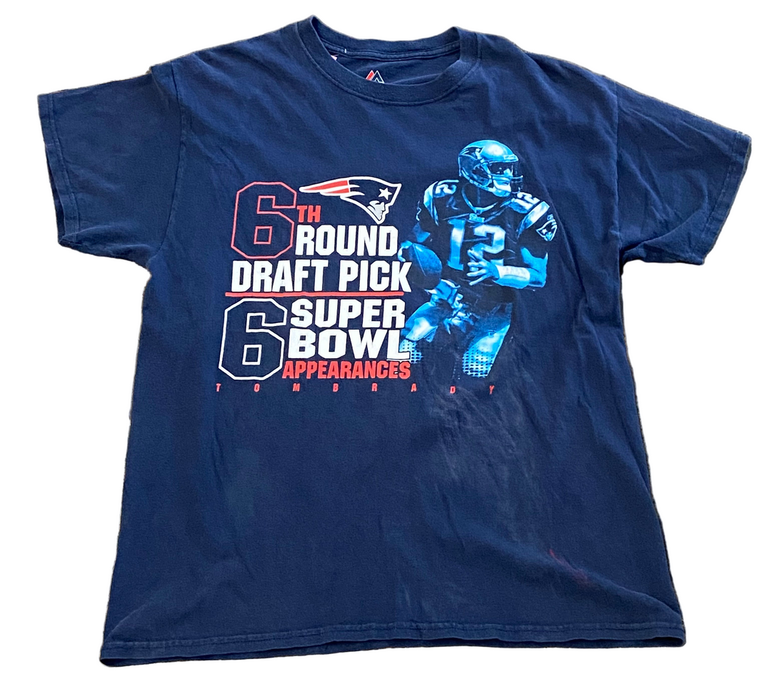 Tom Brady #12 New England Patriots Super Bowl Navy T-Shirt