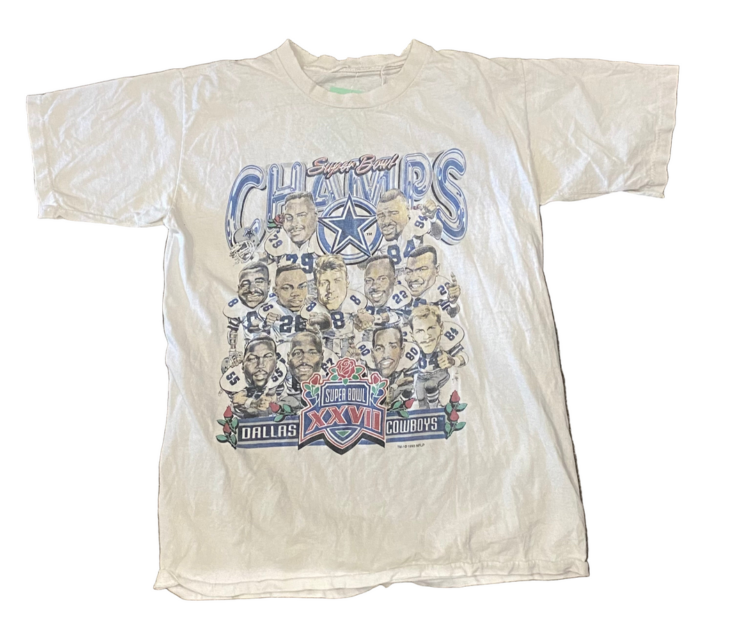 Vintage 1993 Dallas Cowboys Super Bowl Champs Cream T-Shirt