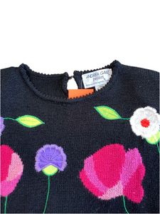 Floral short-sleeve sweater top