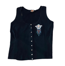 Load image into Gallery viewer, Harley Davidson Nashville, TN Button-Up Black Women’s Tank Top