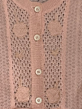 Load image into Gallery viewer, Vintage Women’s Pink Crochet Top with Cinch Waist and Floral Design