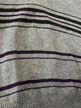 Load image into Gallery viewer, Jefflamb Black &amp; Purple Striped Grey V-Neck