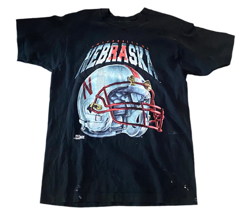 University of Nebraska Football Helmet Black T-Shirt