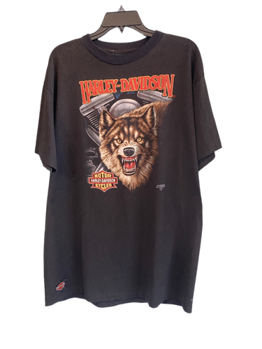 1991 Harley 3D emblem wolf shirt