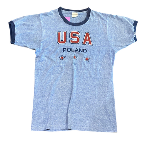 Vintage USA Poland “USACO” Blue Ringer Tee