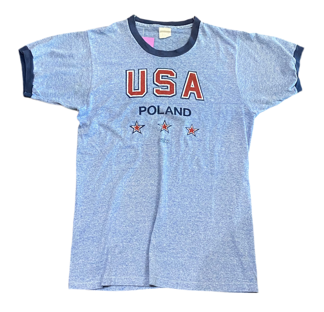 Vintage USA Poland “USACO” Blue Ringer Tee