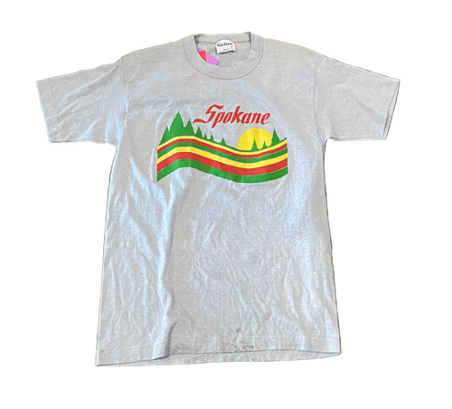 Vintage Spokane, Washington Wavy Hill Light Grey T-Shirt