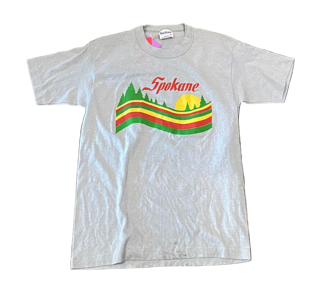 Vintage Spokane, Washington Wavy Hill Light Grey T-Shirt