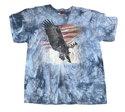 The Mountain Hunting Eagle American Flag Blue Tie-Dye T-Shirt