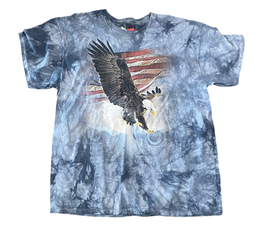 The Mountain Hunting Eagle American Flag Blue Tie-Dye T-Shirt