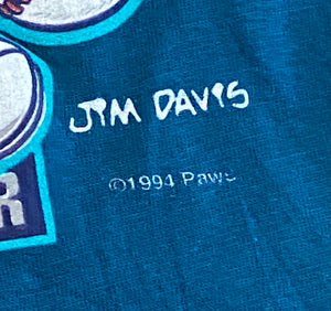1994 Vintage Garfield “Sandlot Slugger” Teal T-Shirt