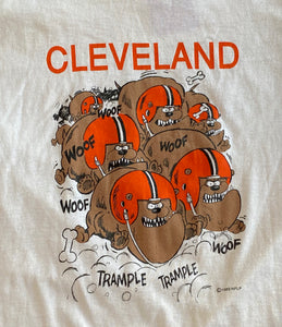 1989 NFLP Cleveland Browns Barking Dogs White T-Shirt