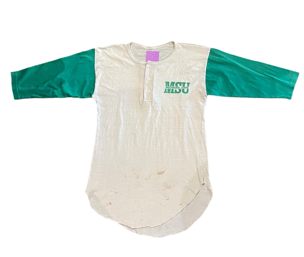 Vintage Michigan State University Green Raglan T-Shirt