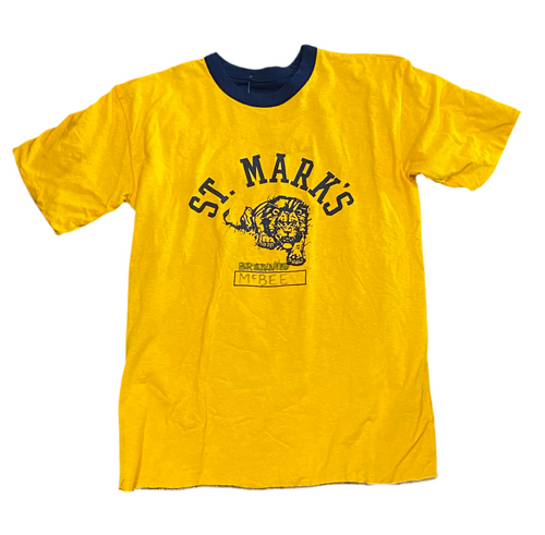 Vintage St. Mark’s Athletics “McBee” Yellow and Navy T-Shirt