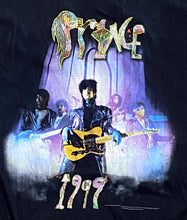Load image into Gallery viewer, Prince “1999” Prince with Guitar Re-Print Black T-Shirt
