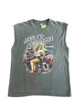 Load image into Gallery viewer, Vintage Navy Pinup Harley Davidson Cutoff Tee