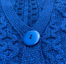 Load image into Gallery viewer, Aran Crafts 100% Merino Wool Blue Cardigan