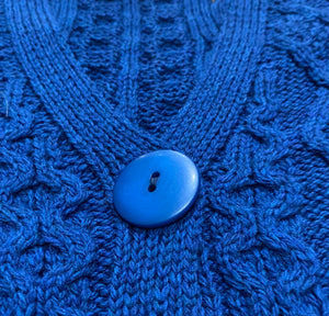 Aran Crafts 100% Merino Wool Blue Cardigan