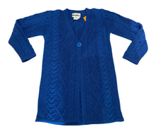 Load image into Gallery viewer, Aran Crafts 100% Merino Wool Blue Cardigan