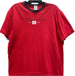 Vintage Calvin Klein Navy-Collared Red T-Shirt