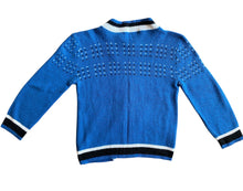 Load image into Gallery viewer, Blue knit zip up cardigan