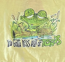 Load image into Gallery viewer, 1978 “You Gotta Kiss A Lot of Toads” Yellow T-Shirt