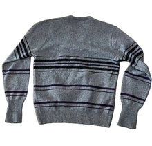 Load image into Gallery viewer, Jefflamb Black &amp; Purple Striped Grey V-Neck
