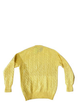 Load image into Gallery viewer, Pale yellow/cable-knit Crewneck sweater