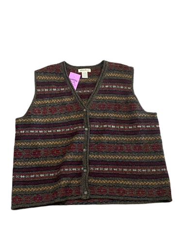 Eddie Bauer 100% Wool Earth Tone Sweater Vest