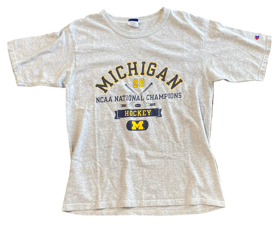 1998 Michigan NCAA National Hockey Champions Grey T-Shirt