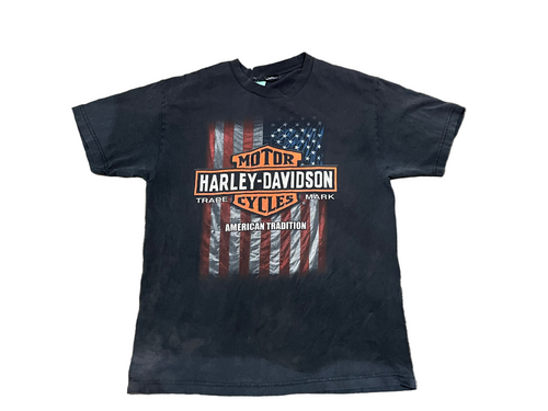 2011 Harley Davidson American Flag Daytona Beach, FL Grey T-Shirt