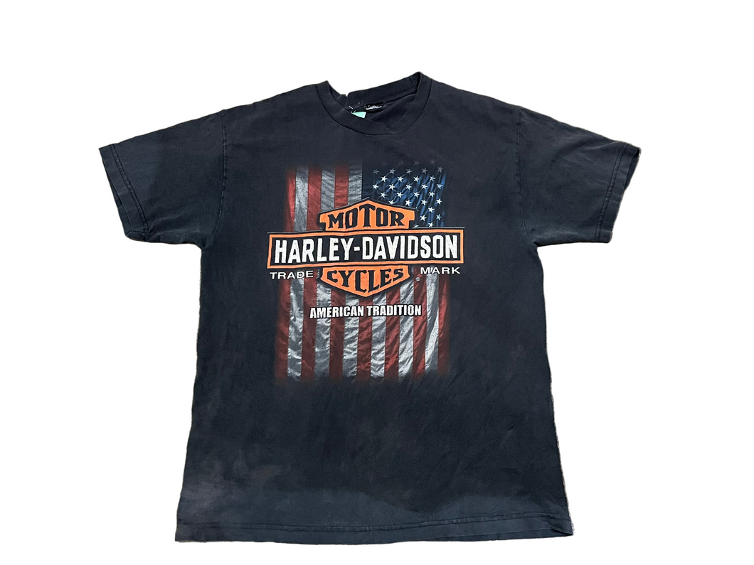 2011 Harley Davidson American Flag Daytona Beach, FL Grey T-Shirt