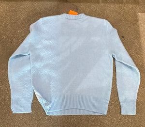 Jane Adams Knitwear Light Blue Argyle Sweater