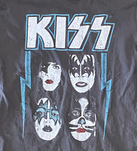Load image into Gallery viewer, KISS Band Members Grey &amp; Blue T-Shirt