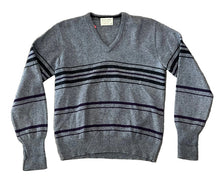 Load image into Gallery viewer, Jefflamb Black &amp; Purple Striped Grey V-Neck