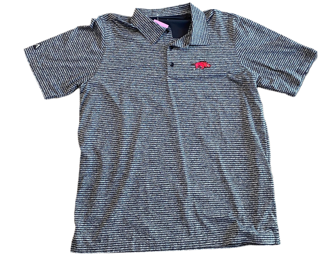 University of Arkansas Razorbacks Striped Activewear Polo