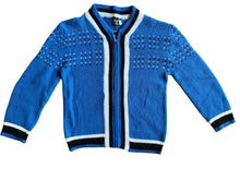 Load image into Gallery viewer, Blue knit zip up cardigan