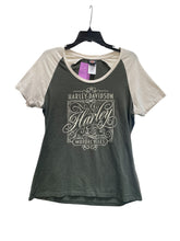 Load image into Gallery viewer, Olive Green Cream Harley Davidson Femme Top