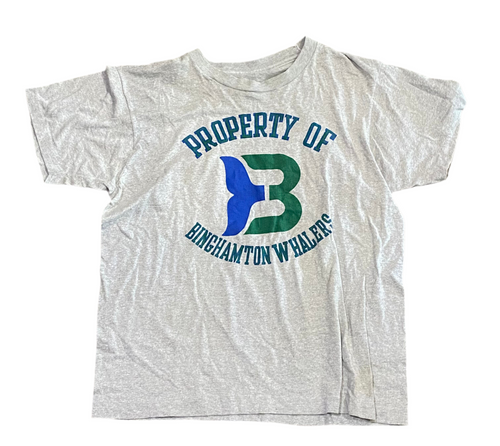 Vintage Binghamton Whalers Ice Hockey Grey T-Shirt