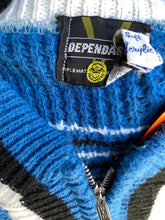 Load image into Gallery viewer, Blue knit zip up cardigan