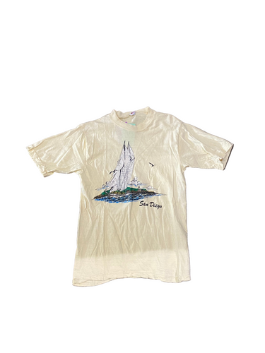 Vintage San Diego, CA Sailboat Yellow T-Shirt