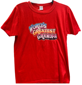 Vintage "World's Best Grandpa" Glittery Red T-Shirt